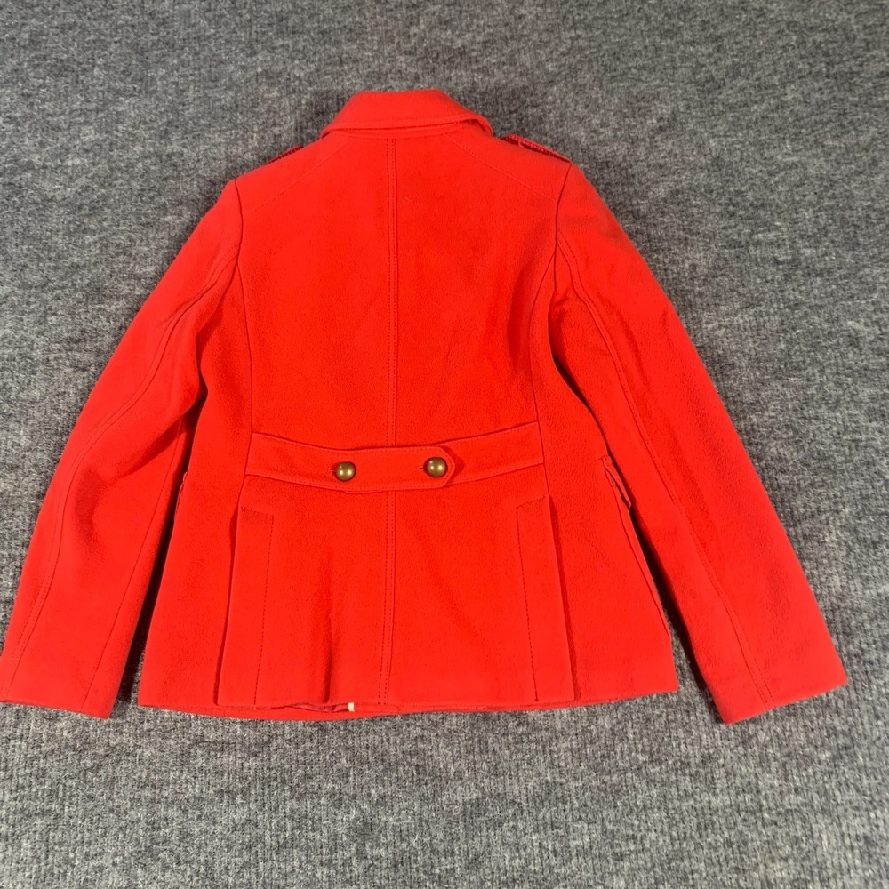 Lands End Pea Coat Womens 4 Red Wool Cashmere Military Jacket Double Breasted - Picture 12 of 14